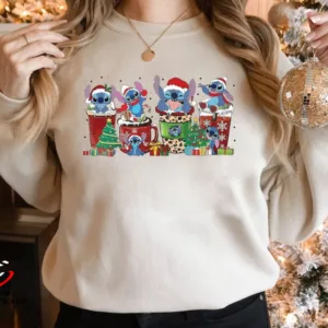 Stitch Christmas Coffee Latte Drink Cup Sweatshirt