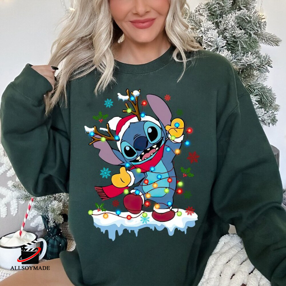 Disney Stitch Santa Christmas Light Sweatshirt - Allsoymade