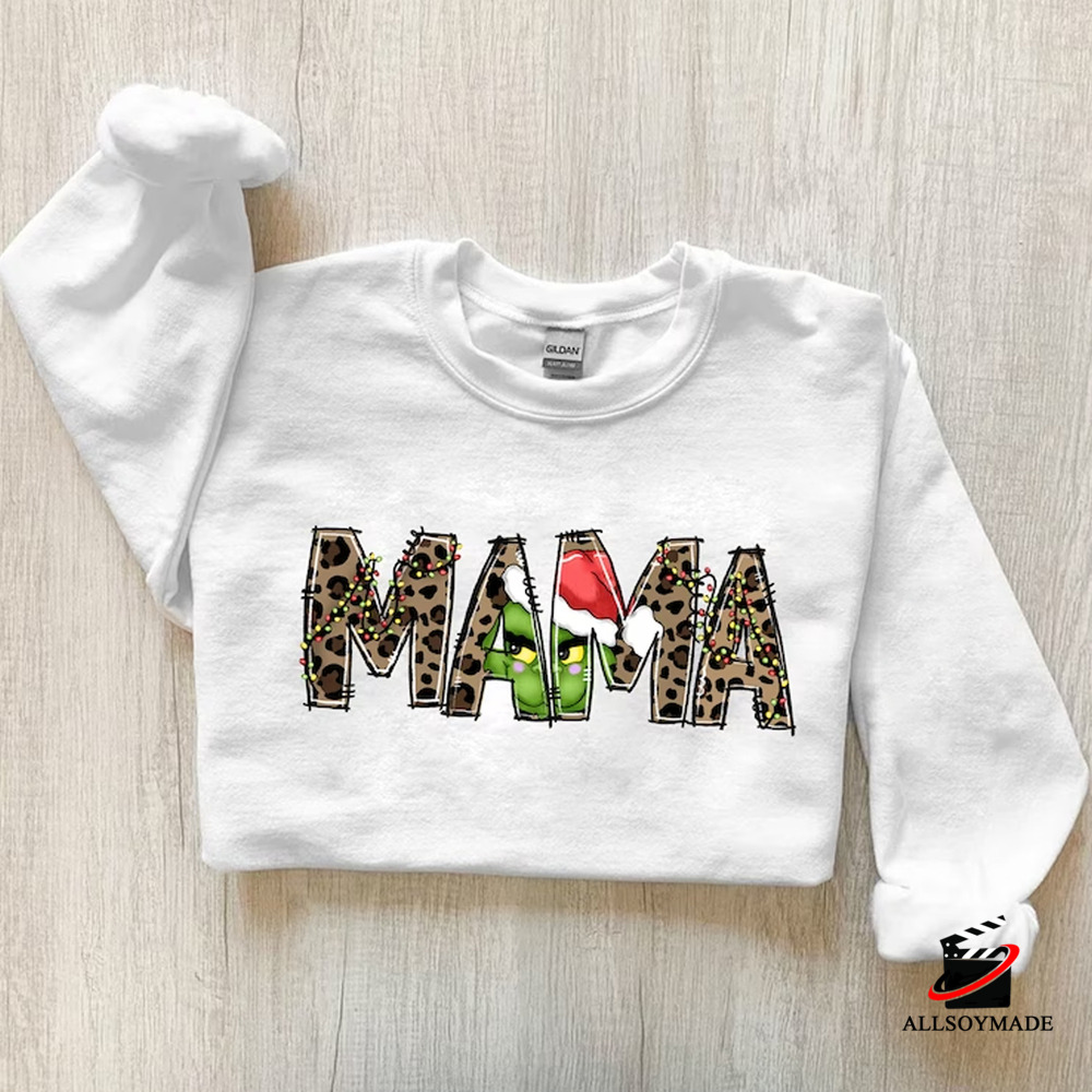 Grinch Christmas Mama Leopard Sweatshirt Allsoymade