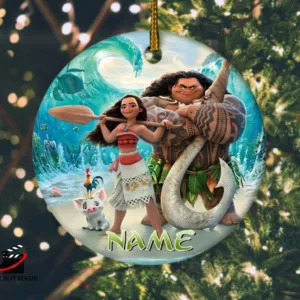 Custom Name Moana Christmas 2023 Ornament, Disney Moana Cartoon Ornament