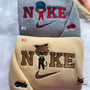 Ladybug & Cat Noir Nike Embroidered Sweatshirt, Gift For Couple