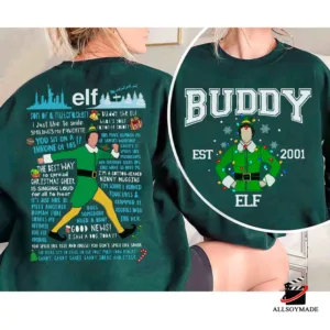 Buddy The Elf Portrait Vintage Quotes Christmas Light Sweatshirt