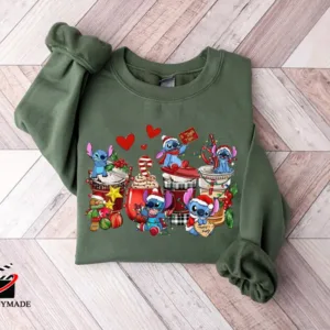 Stitch Christmas Coffee Sweatshirt, Disney Christmas Shirt