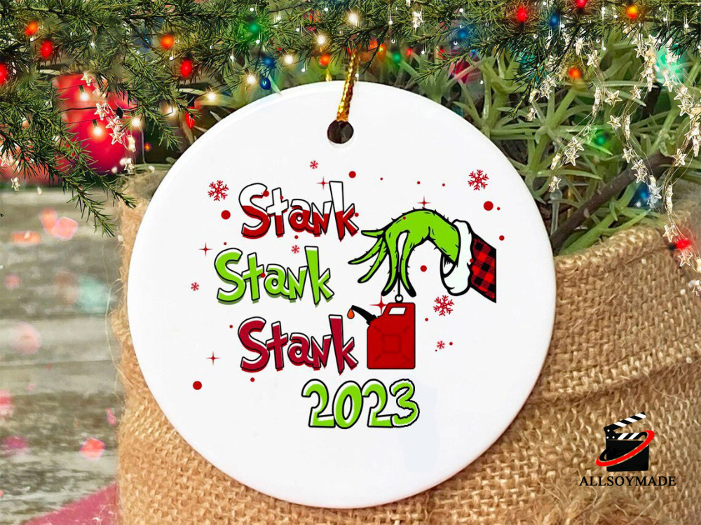 Grinch Hand Holding Mistlestoned Funny Christmas Ornaments 2023