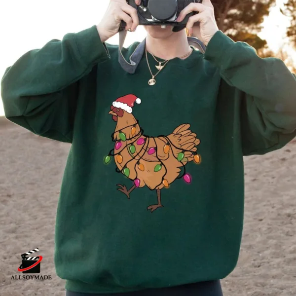 Chicken Christmas Lights Sweatshirt, Farm Animal Christmas T-Shirt