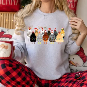 Chicken Christmas Lights Sweatshirt, Farm Animal Christmas Sweatshirt