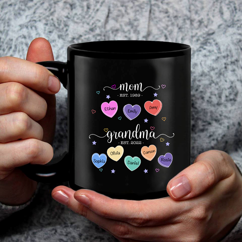 Personalized Mom Grandma Hearts Est Valentine Mug