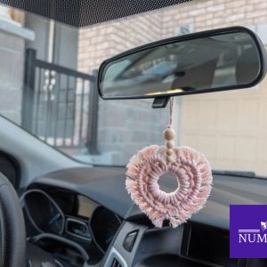 Heart Macrame Car Essential Oil Diffuser, Boho Car Hanging Accessories, Rear View Mirror Charms Hanger, Car Decorations Interior, Wood Beads