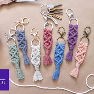 Macrame Keychain, Cute Rope Keychain Tassel, Short Small Custom Macrame Key Chain, Purse Bag Charm Boho Accessories, Wrist Lanyard Wristlet