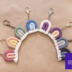 Mini Macrame Rainbow Keychain, Boho Cute Key Chain, Tiny Woven Rope Keychain Charm, Small Key Fob Accessories, Baby Shower Guest Gift Ideas