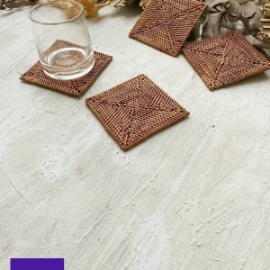 Set of ate Square Coaster, Rectangular Natural Rattan Dining Coaster, Wicker Straw Table Coaster, Rattan Bali Decoration, Ate Rattan Coaster