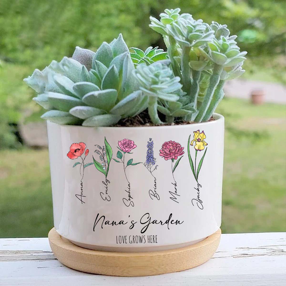 Personalized Grandma's Garden Plant Pot, Mimi's Garden Decor, Custom Birth Month Flower Plant Pot, Mothers Day Gift Mom, Mimi, Nana,C2