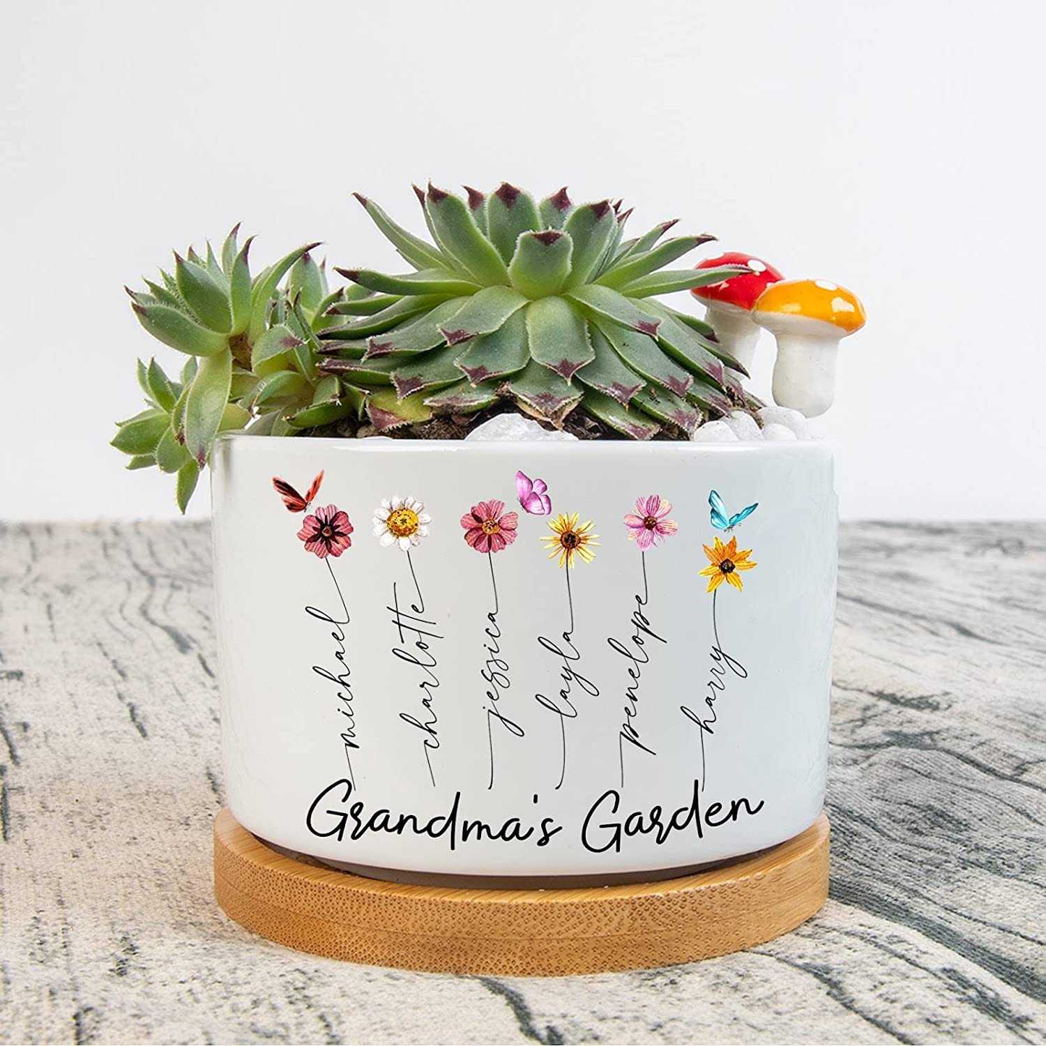 Personalized Grandma's Garden Plant Pot, Mimi's Garden Decor, Custom Birth Month Flower Pot, Grandkids Flower Pot, Mothers Day Gift,C1