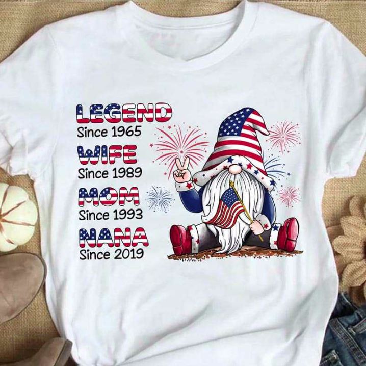 Gnome Grandma Legend 4th Of July Independence Day Personalized Shirt, Custom Grandma Gnome 4th Of July Shirt, USA Gnomes Shirt