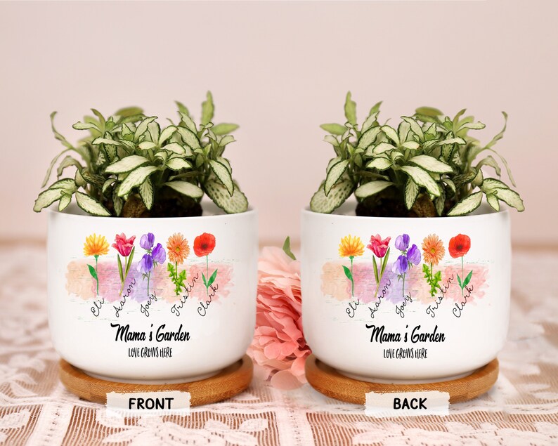 Mother's Day 2023 - Personalized Mom's Garden Flowers Plant Pot, Custom  Mom's Garden Flower Pot, Grandma Nana Mimi Nini Grandkids Name Succulent  Pot 29957