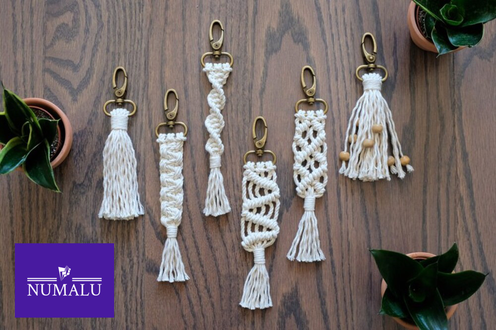 Macrame Keychain, Rope Keychain Tassel Fringe, Cute Macrame Key Chain,  Short Small Keys Fob/ring/dangles Custom Color, Bag Charm, Boho Gift 