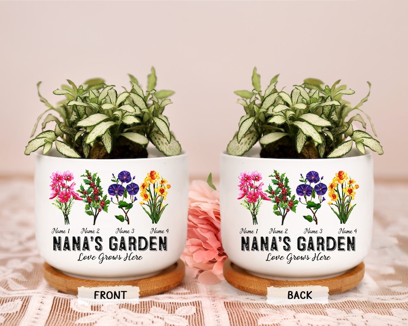 Mother's Day 2023 - Personalized Mom's Garden Flowers Plant Pot, Custom  Mom's Garden Flower Pot, Grandma Nana Mimi Nini Grandkids Name Succulent  Pot 29957