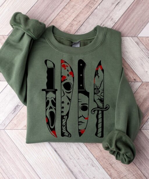 Horror Movie Characters In Knives Shirt