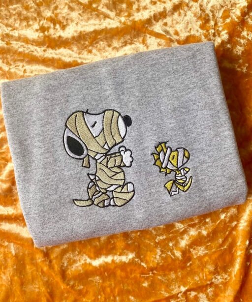 Halloween Mummy Snoopy Embroidered Shirt