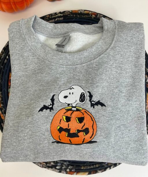Snoopy Pumpkin Halloween Embroidered Shirt