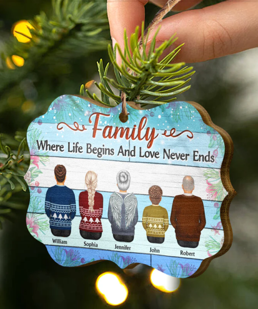 Personalized Family Where Begins And Love Never Ends Ornament
