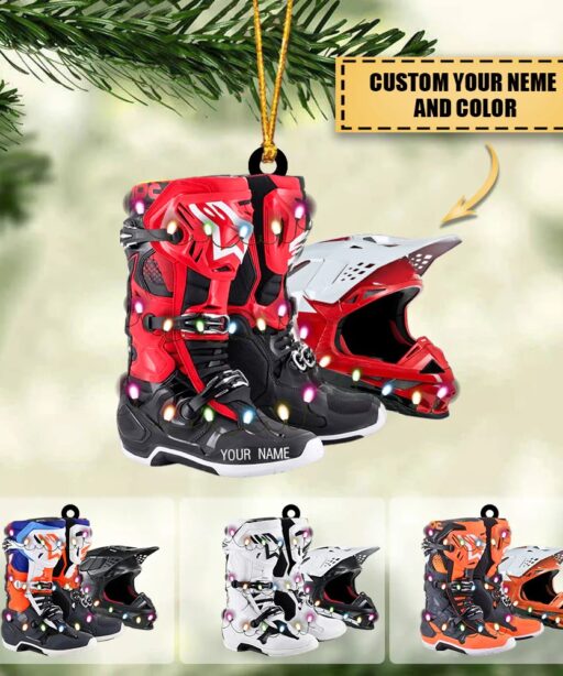 Personalized Motocross Boots Helmet Ornament