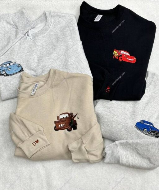 Car Movie Characters Embroidered Shirt