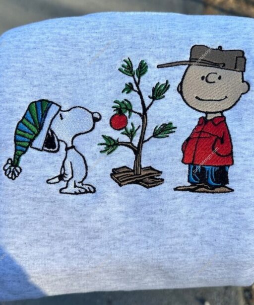 Charlie and Snoopy Christmas embroidered shirt