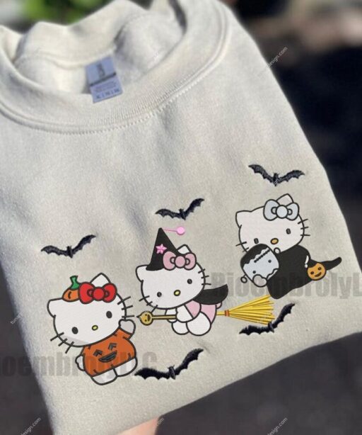 Custom Kitty Spooky Embroidery Shirt