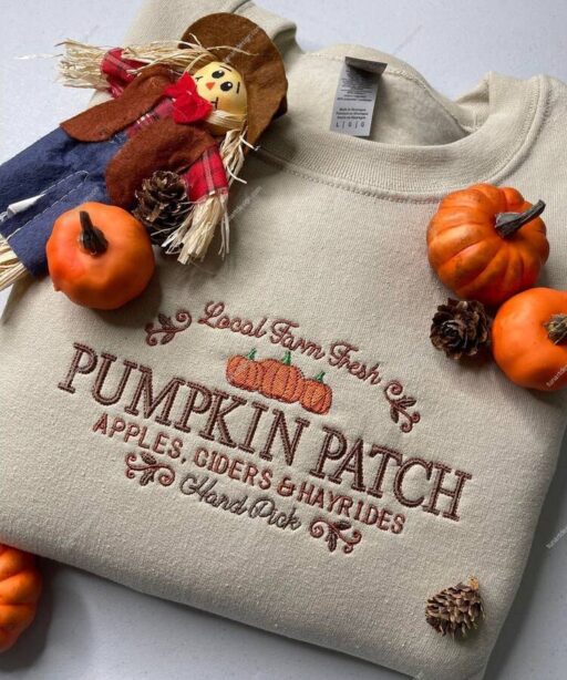 Fall Pumpkin Patch Embroidered Sweatshirt