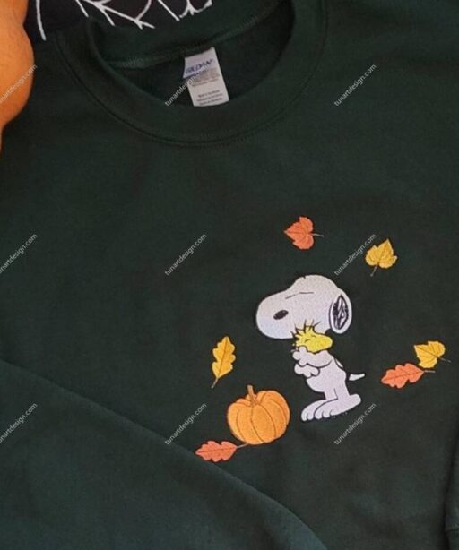 Halloween Pumpkin Snoopy embroidered shirt