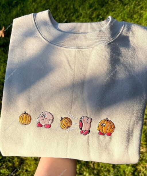 Kirby Pumpkin Embroidered Shirt