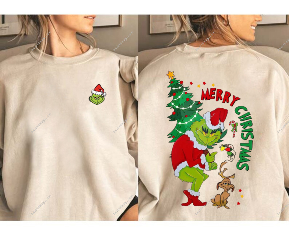 Retro Grinch Christmas 2 Sides Shirt