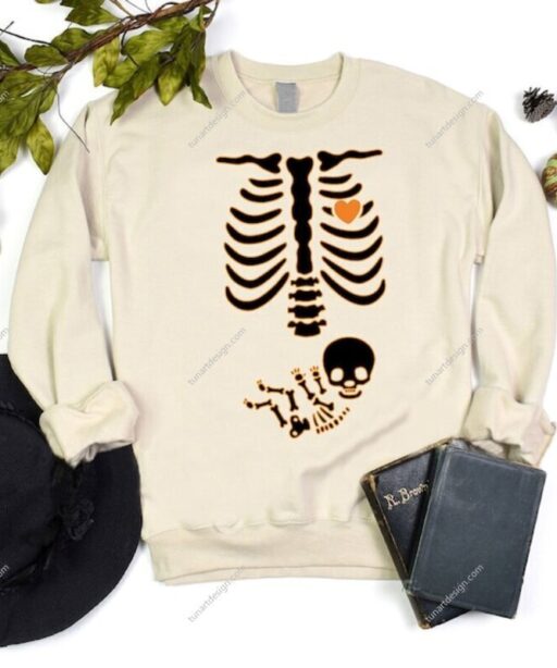 Skeleton Halloween Maternity Shirt