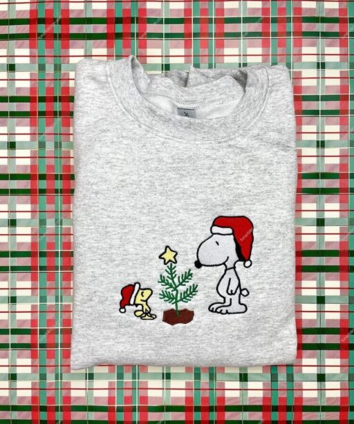 Snoopy and Woodstock Christmas Embroidered Shirt