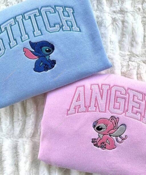 Stitch x Angel Couple Embroidered Shirt