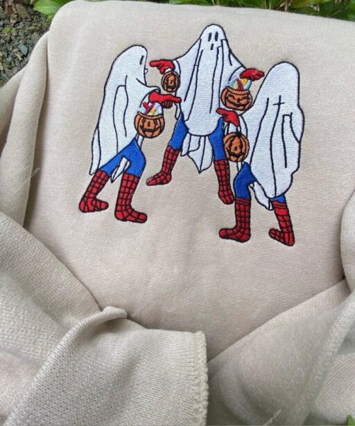 Three Spider-Man Ghosts Embroidered Shirt