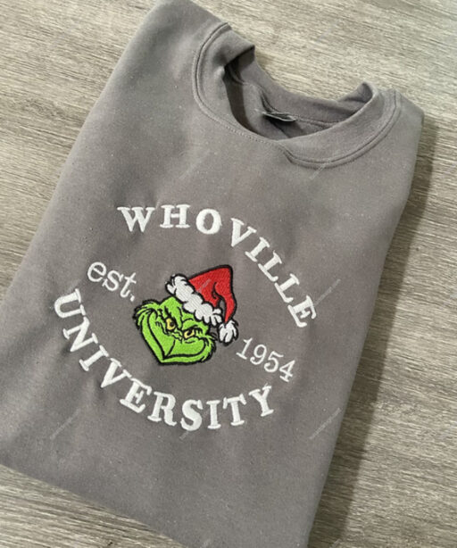 Whoville University Est 1957 Grinch Embroidered Shirt