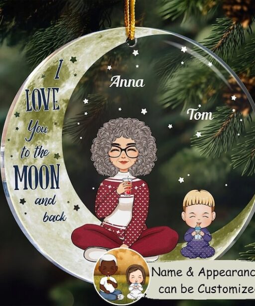 Christmas Gift For Grandparent - I Love You To The Moon And Back Acrylic Ornament