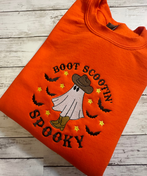 BOOT SCOOTIN SPOOKY EMBROIDERY SWEATSHIRT