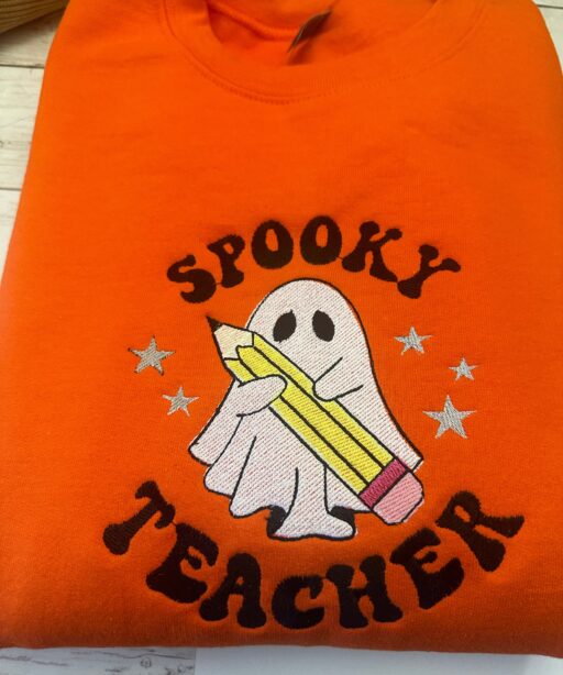 SPOOKY TEACHER EMBROIDERY SWEATSHIRT