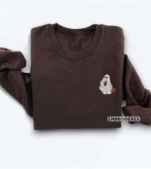 Halloween Ghost Embroidered Sweatshirt