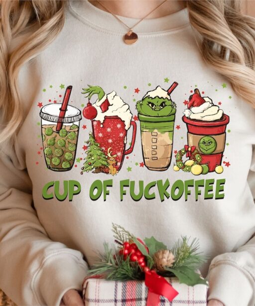 Cup of fuckoffee PNG, Grinc face Png, funny Christmas Png, Mug design, Christmas Coffee Png, Xmas Png, Christmas Png, Sublimation Design