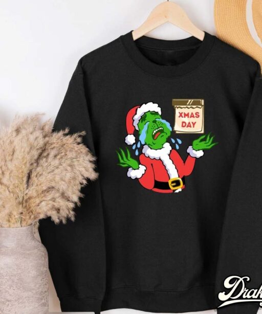 Christmas Santa Crying Grinch Family Matching Shirt
