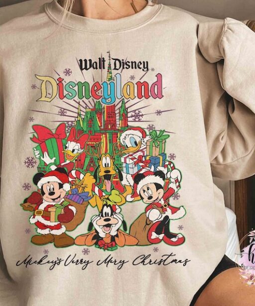 Walt Disney Cute Santa Mickey Mouse And Friends Shirt