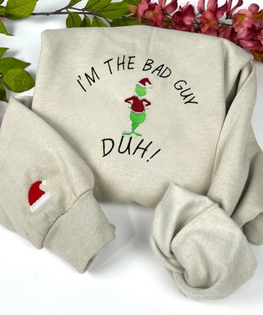 Grinchmas I'm The Bad Guy Embroidered Shirt