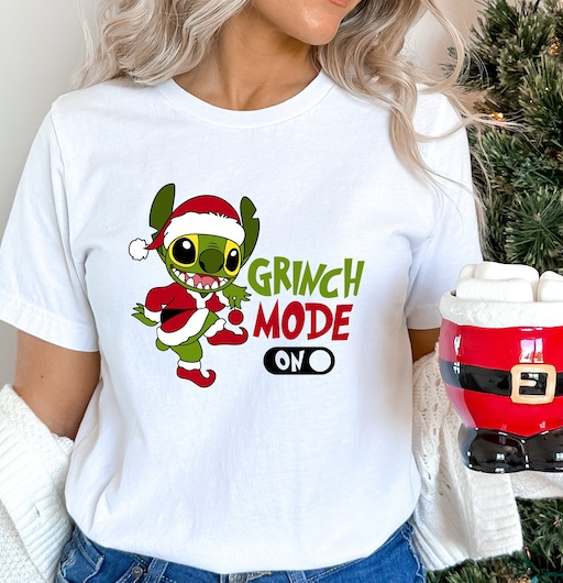 Stitch x Grinch Mode On Christmas Shirt