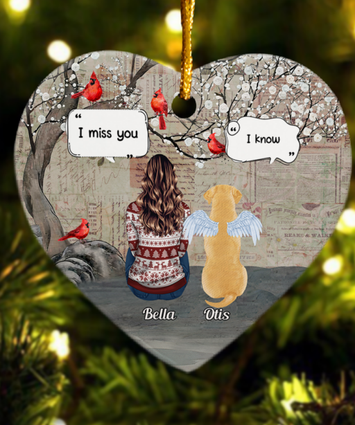 I Miss You - Personalized Heart Shaped Ceramic Ornament