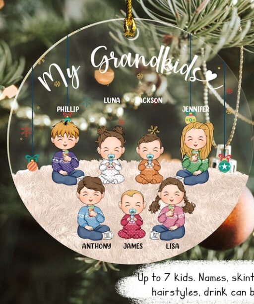 Grandma Grandpa - My Grandkids Personalized Round Acrylic Ornament