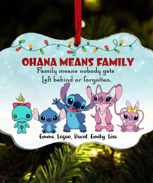 Personalized Ohana Means Family Stitch Chritsmas Ornament